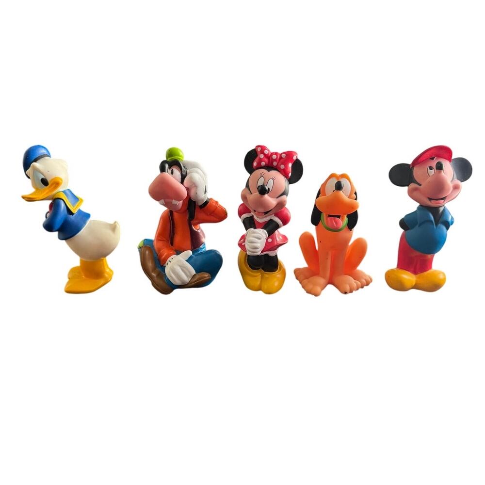 Lot of 5‎ Disney Plastic Bath Tub Toy Figurines Mickey Minnie Goofy Pluto Donald